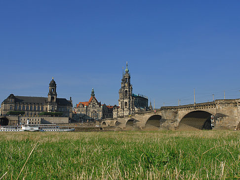 Augustusbrücke mit Wiese Fotos